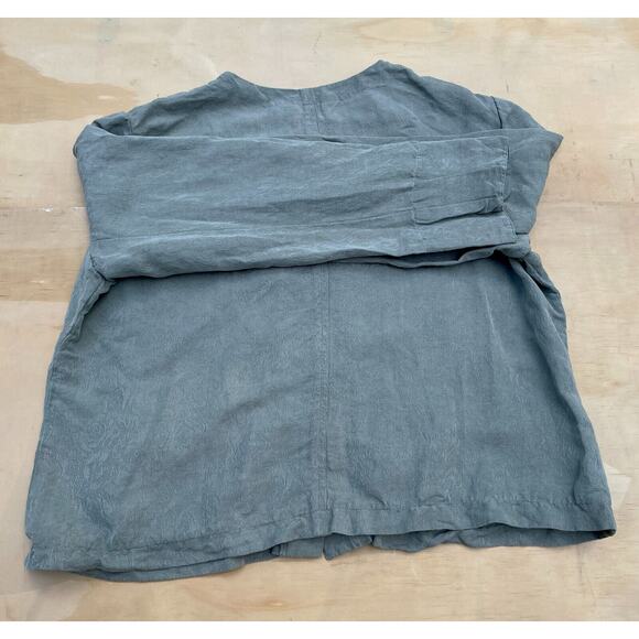 J. JILL Silk & Linen Casual Cropped Button Up Jacket Blazer Women's Gray SIZE L - Picture 7 of 7
